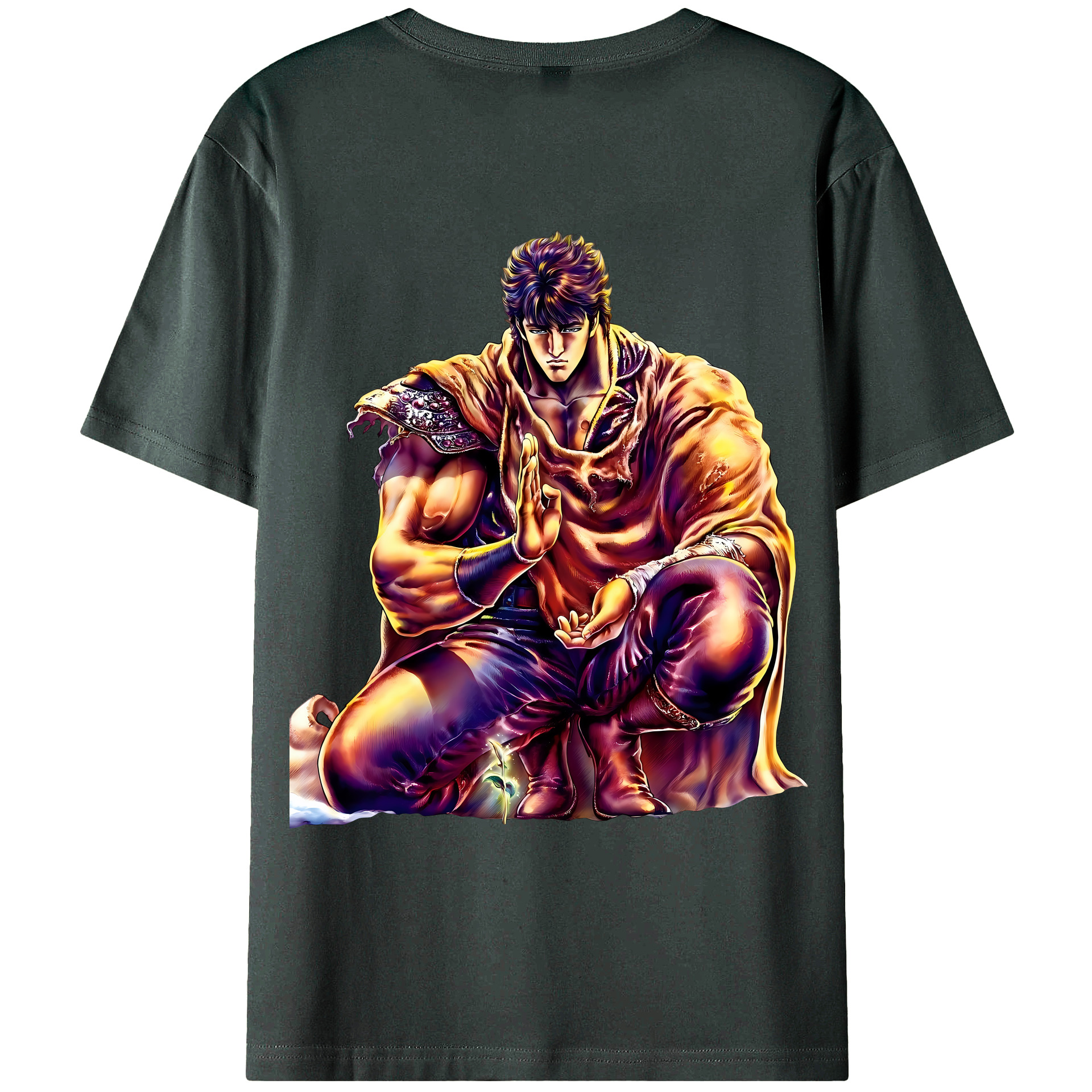 （画像用） 北斗の拳 Fist of the North Star 綿100％ メンズ半袖Tシャツ（バックプリント） 通気性